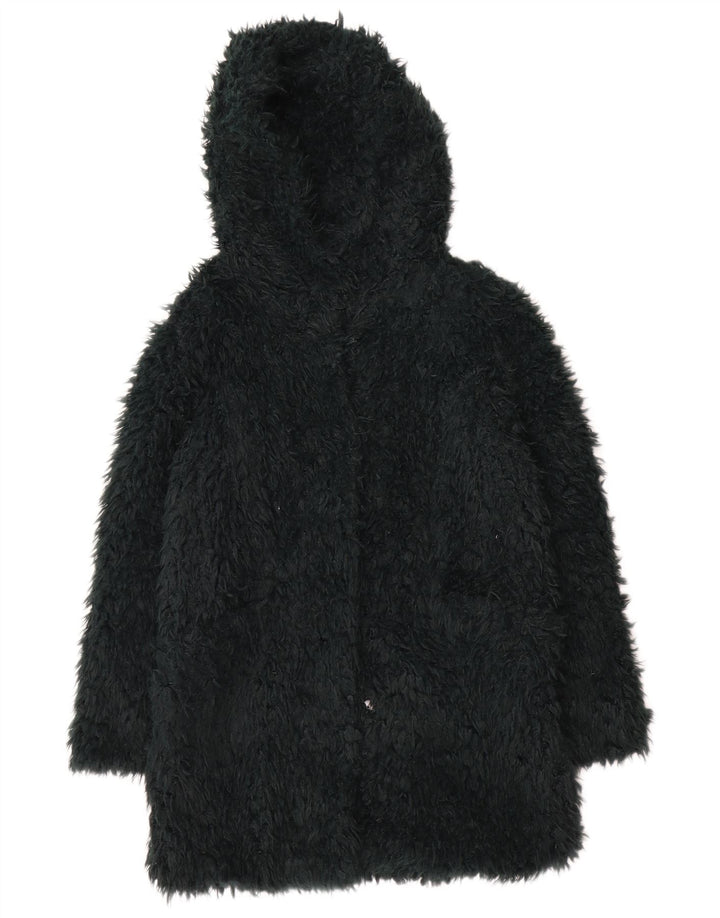 Zara Damen Teddy-Kapuzenmantel UK 14 Mittelgrün