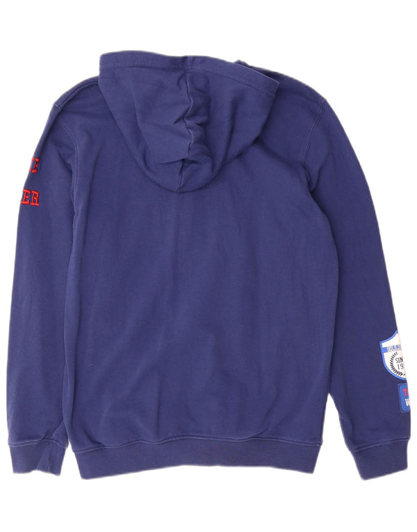 Ellesse Jungen-Kapuzenpullover mit grafischem Reißverschluss, 13–14 Jahre, blaue Baumwolle