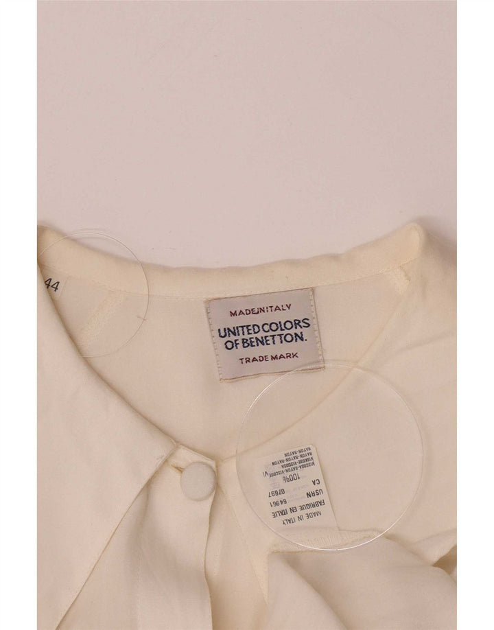 Benetton Damen-Hemdbluse in Übergröße, IT 44, mittlere, cremefarbene Viskose