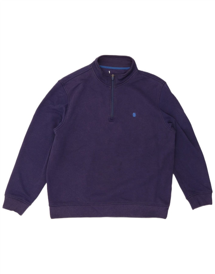 ADVANTAGE Herren-Sweatshirt mit Reißverschluss am Hals, großes marineblaues Polyester