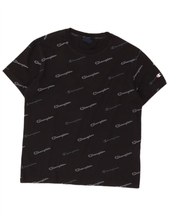 Champion Herren-T-Shirt mit Grafik, Größe S, schwarze Baumwolle