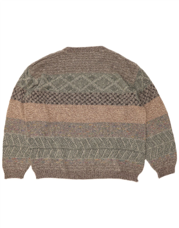 Darwin Herren-Pullover mit Rundhalsausschnitt, Größe 52, groß, mehrfarbig gestreift
