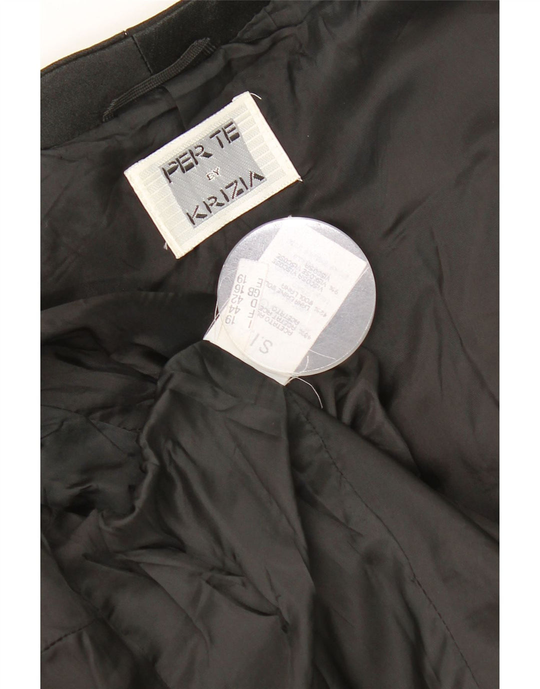 Perte by Krizia Damen 1-Knopf-Blazerjacke UK 16 Large Schwarz Acetat