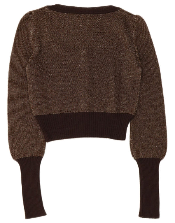 Max & Co. Damen Crop Cardigan Pullover UK 12 Mittelbraun Farbblock