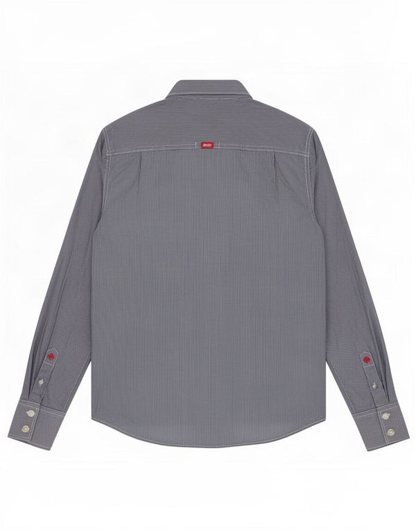 Superdry Herrenhemd Mittel Marineblau Nadelstreifen Baumwolle