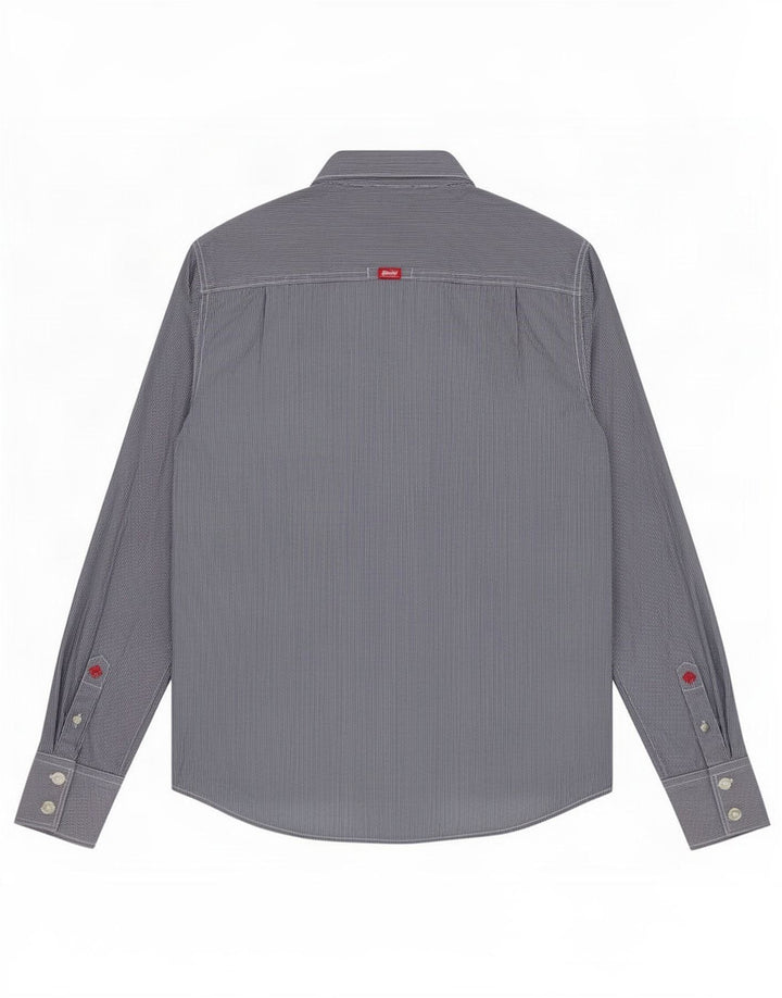 Superdry Herrenhemd Mittel Marineblau Nadelstreifen Baumwolle