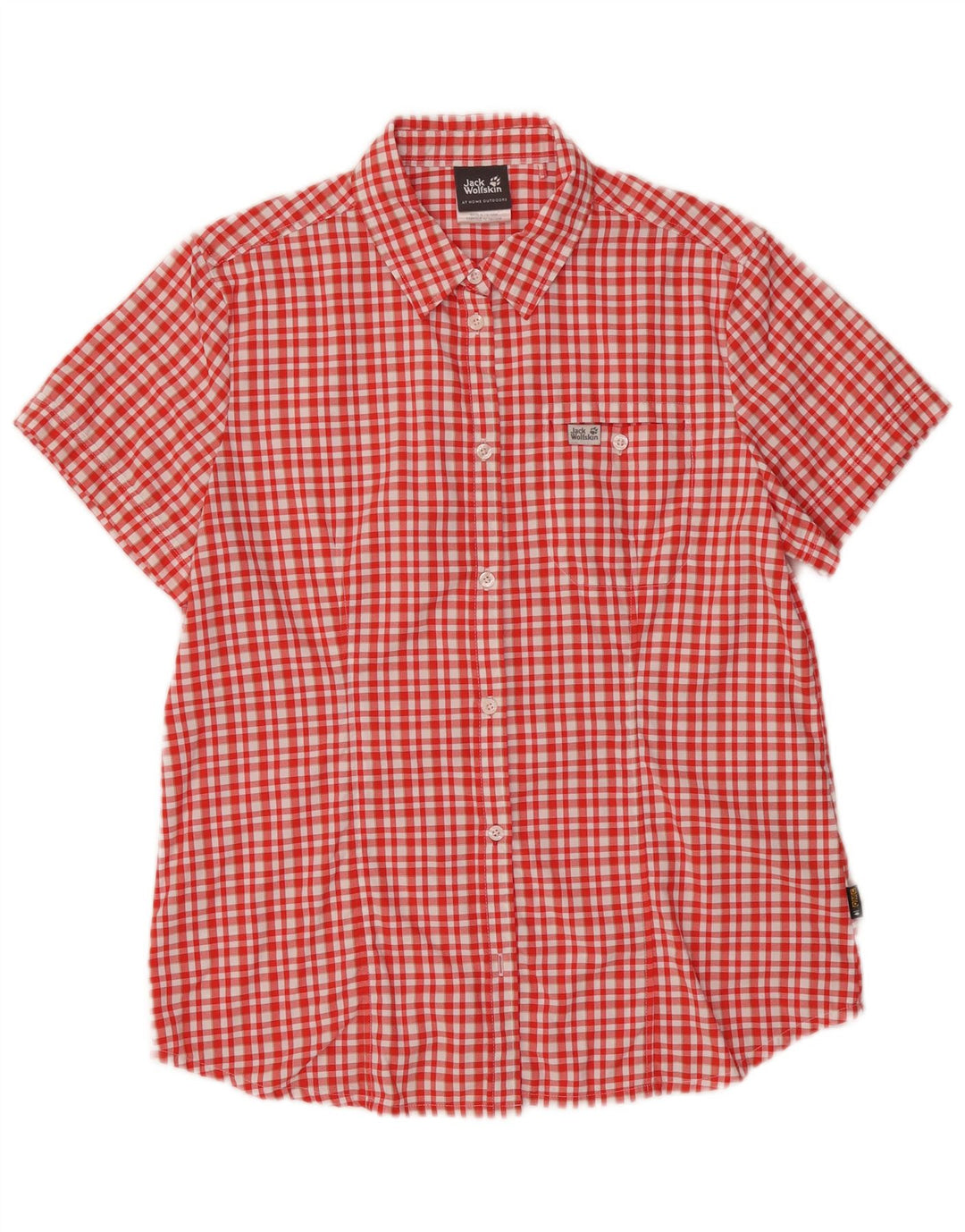 Jack Wolfskin Damen Kurzarmhemd UK 16 Large Red Check Polyamid
