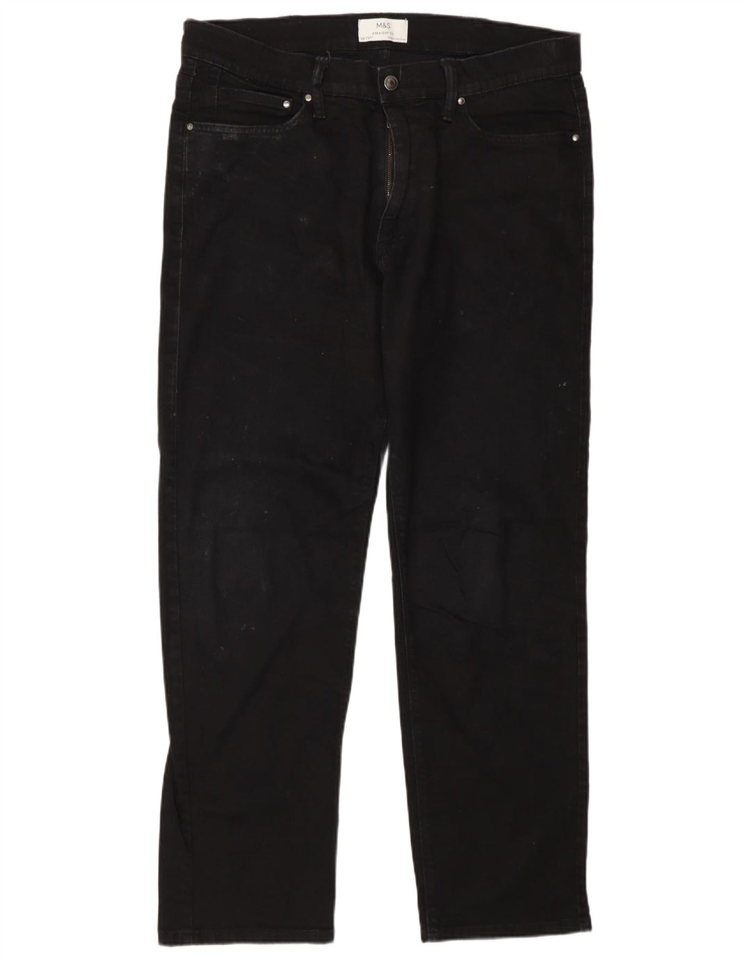 Marks & Spencer Herren Straight Jeans W36 L31 Schwarze Baumwolle