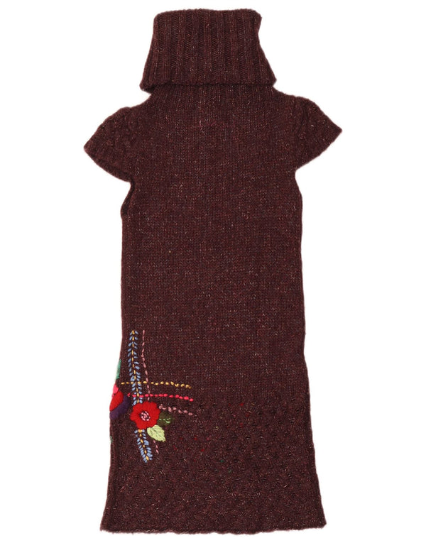 Desigual Damen-Pulloverkleid mit Grafik, Gr. 8, klein, Burgunderrot mit Blumenmuster