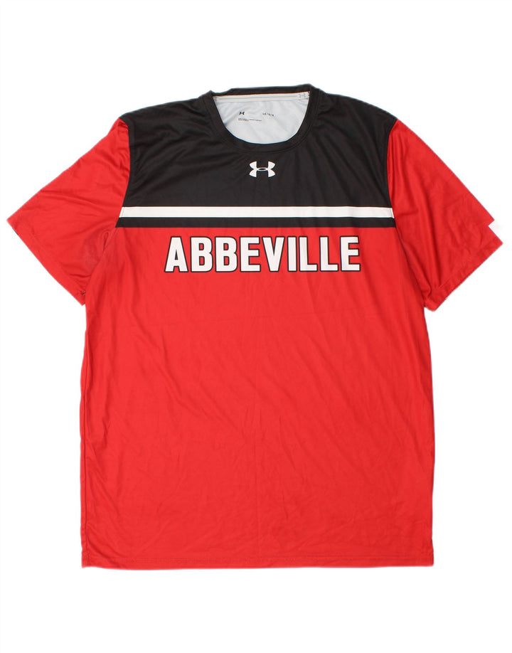 UNDER ARMOUR Herren Grafik-T-Shirt-Oberteil, großes rotes Farbblock-Polyester