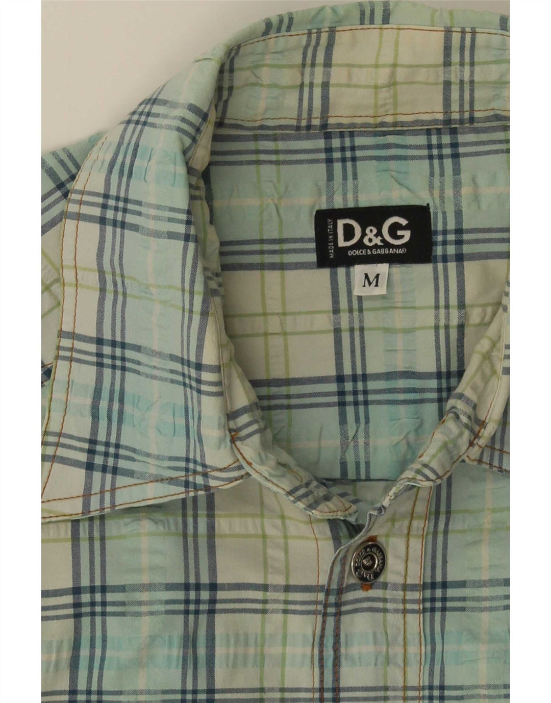 Dolce & Gabbana Herren Kurzarmhemd Mittelblau kariert