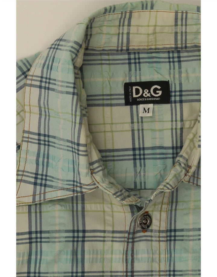 Dolce & Gabbana Herren Kurzarmhemd Mittelblau kariert