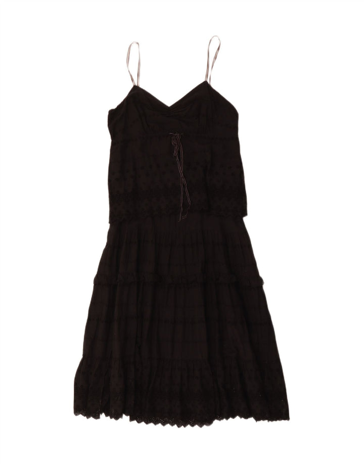 Calvin Klein Jeans Damen Ärmelloses A-Linien-Kleid UK 12 Mittelschwarze Baumwolle