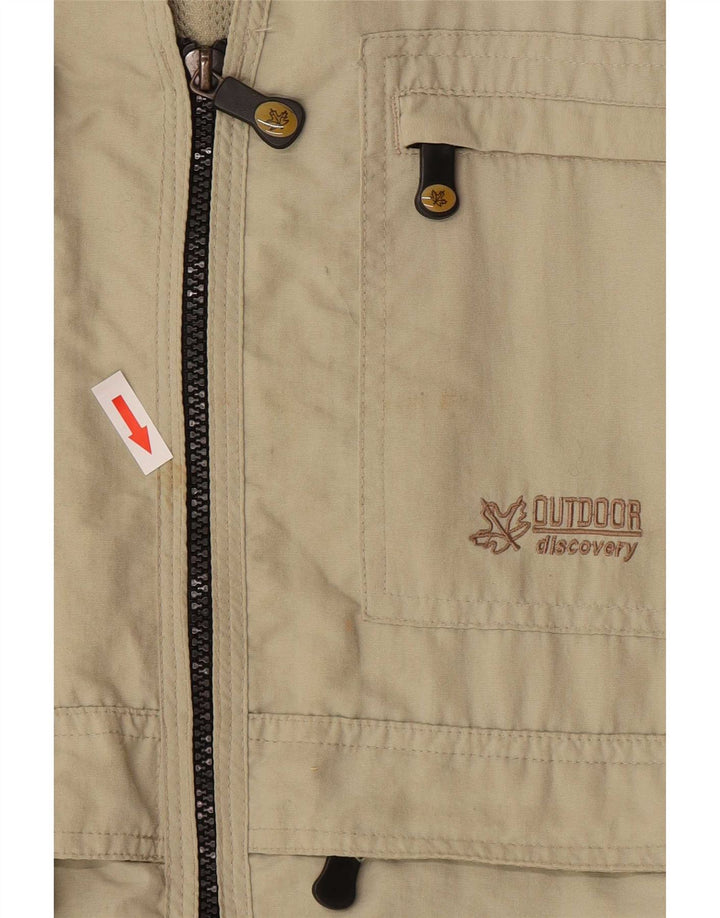 Vintage Herren Utility Gilet UK 40/42 Medium Beige Polyester