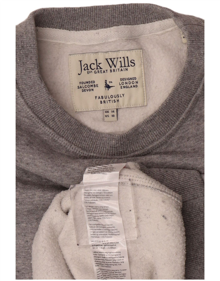 Jack Wills Damen-Sweatshirt-Pullover, UK-Größe 44, Größe L, Grau, Baumwolle