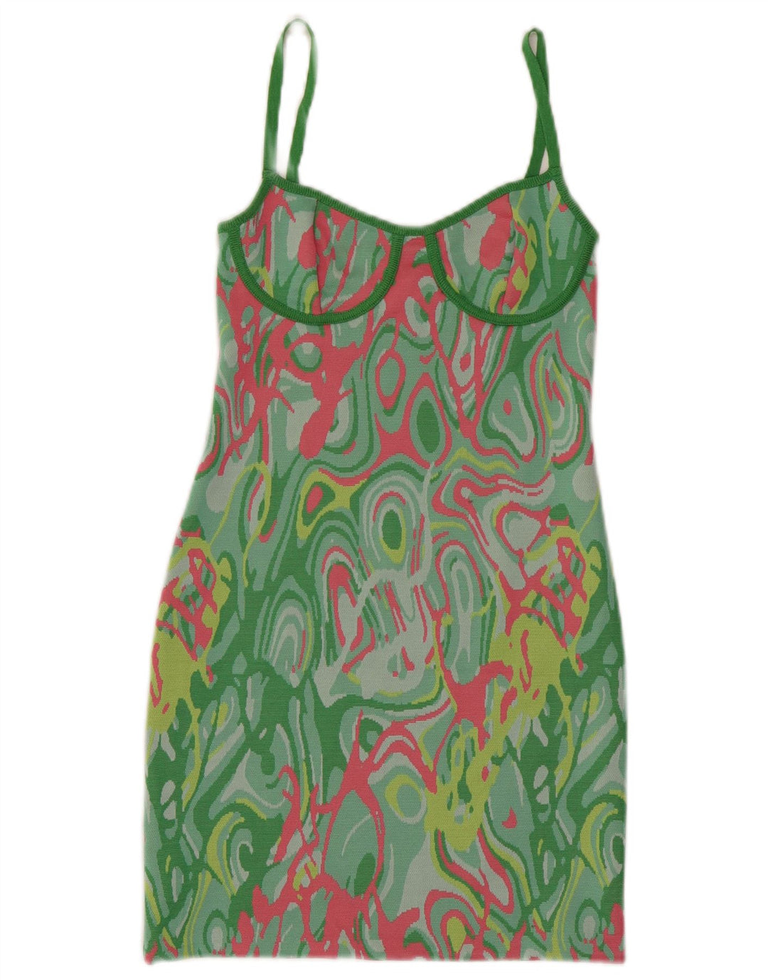 Zara Damen-Etuikleid mit abstraktem Muster, Größe S, mehrfarbig