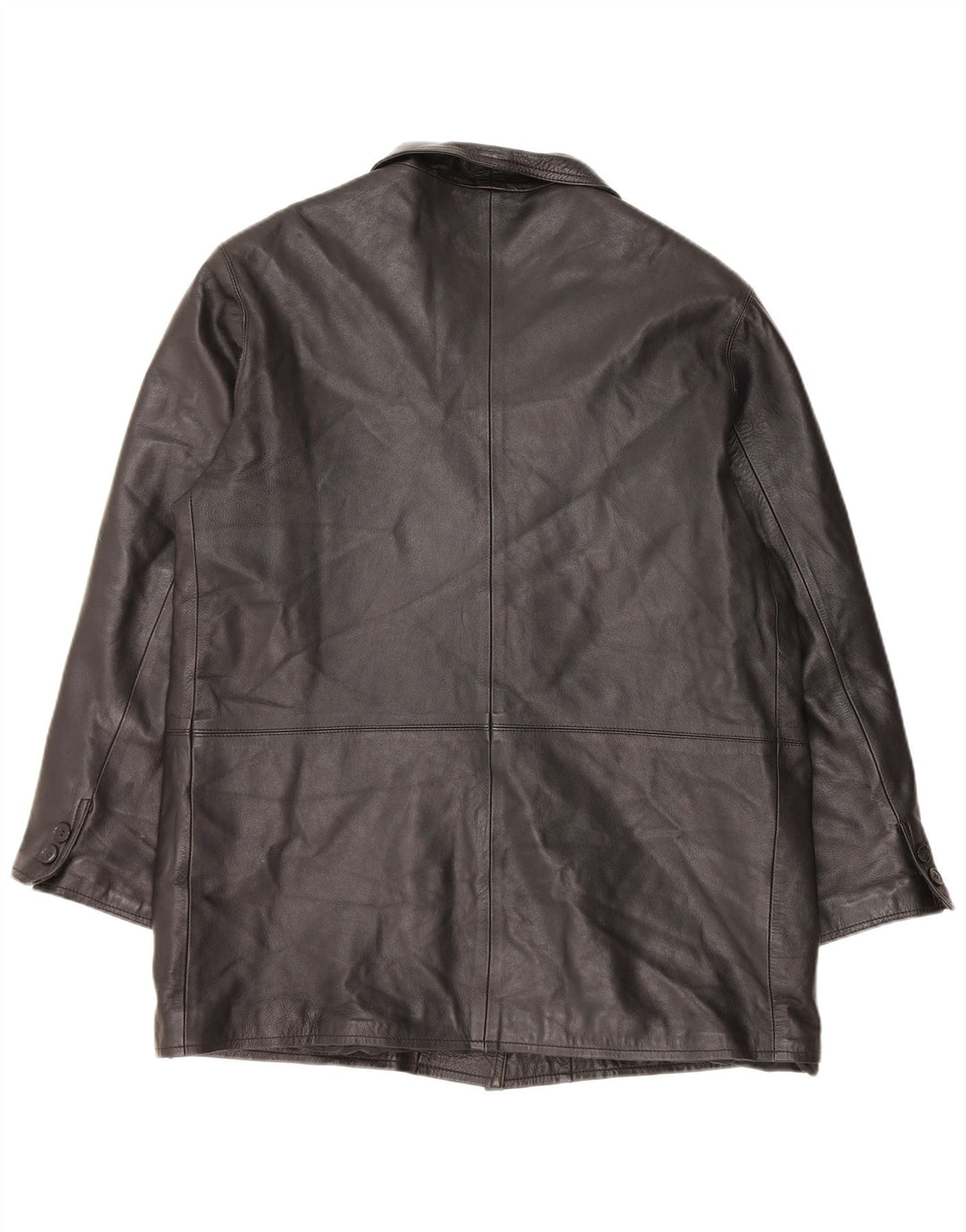 VINTAGE Damen Ledermantel IT 48 XL Schwarzes Leder