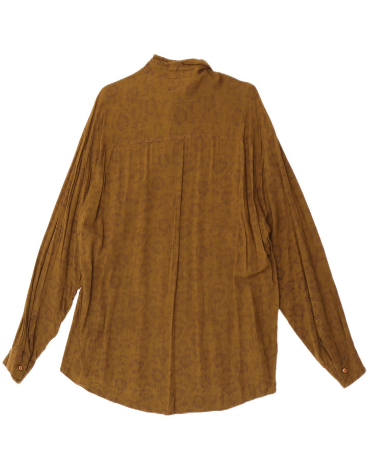 Vintage Herrenhemd XL Khaki Floral Viskose