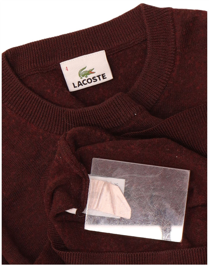 LACOSTE Herren-Pullover mit Rundhalsausschnitt, Größe 4, mittlere kastanienbraune gesprenkelte Wolle