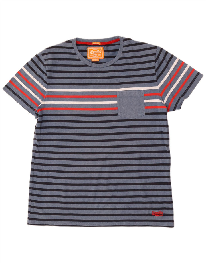 Superdry Herren T-Shirt Top 2XL blau gestreift aus Baumwolle