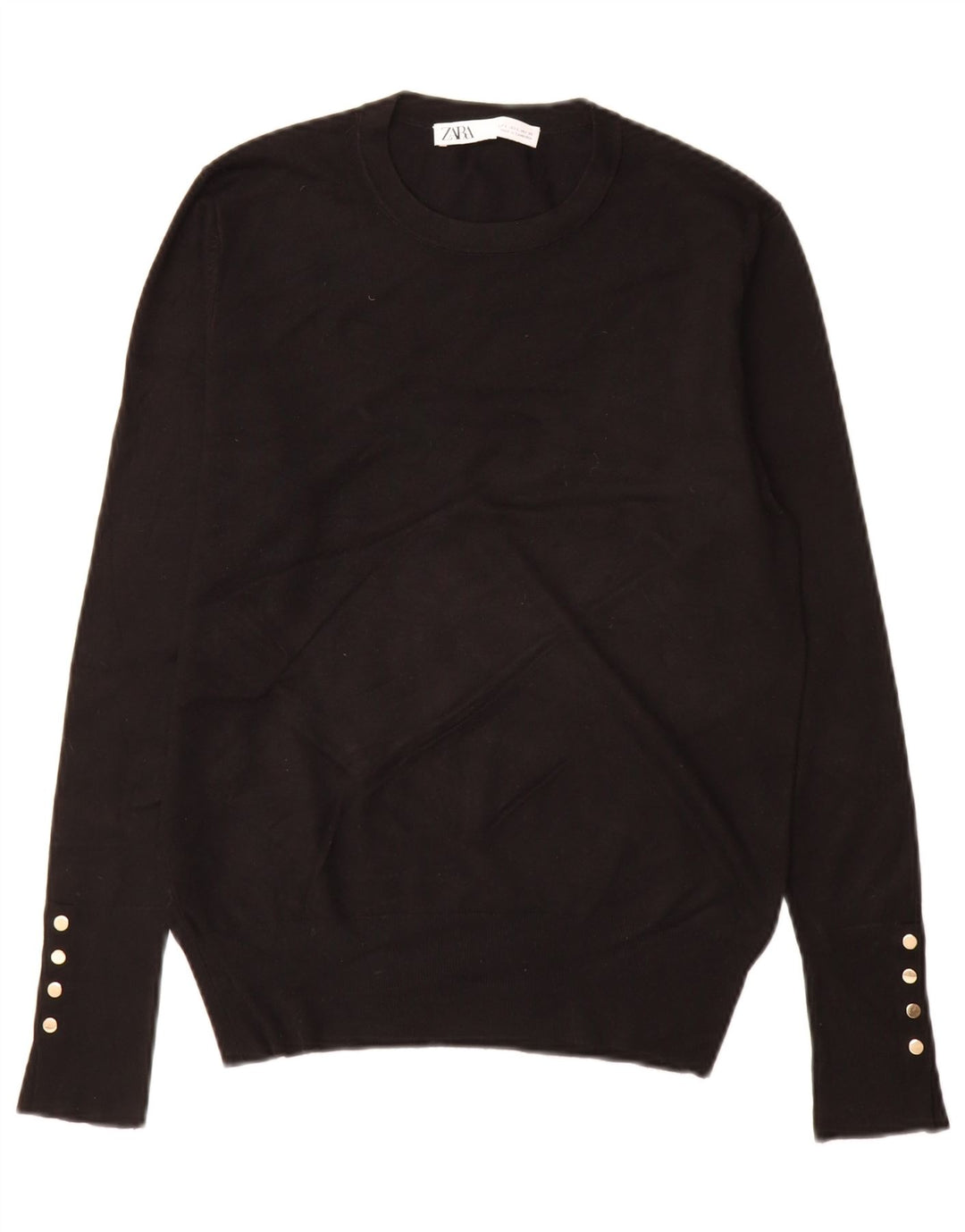 Zara Damen-Pullover mit Rundhalsausschnitt, Gr. 14, Schwarz