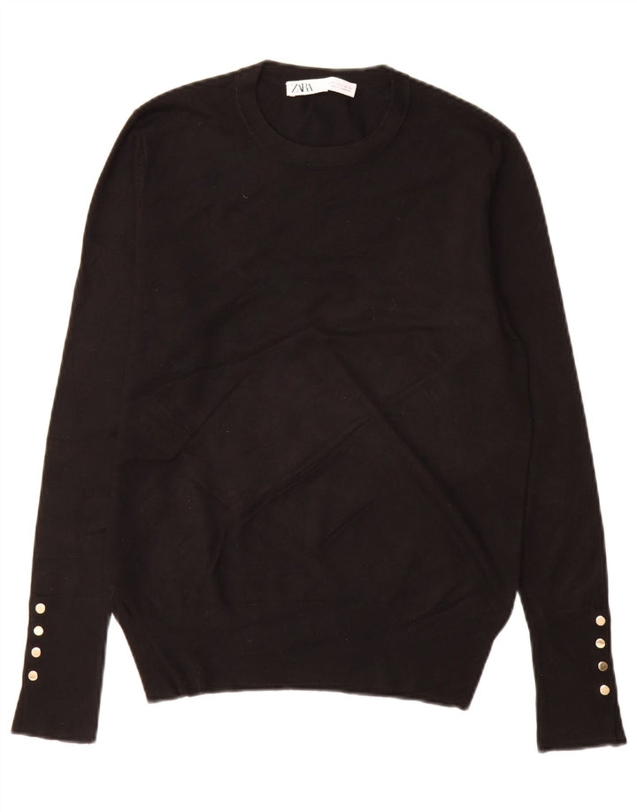Zara Damen-Pullover mit Rundhalsausschnitt, Gr. 14, Schwarz