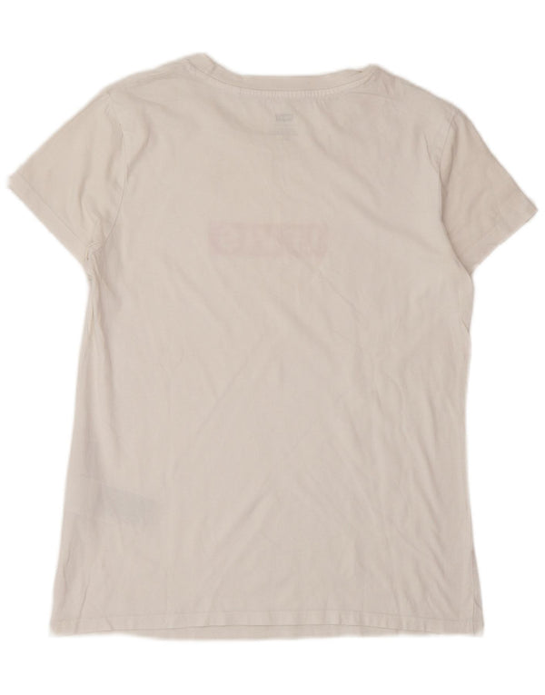 Levi's Damen-T-Shirt mit Grafik, UK 10, Größe S, weiße Baumwolle