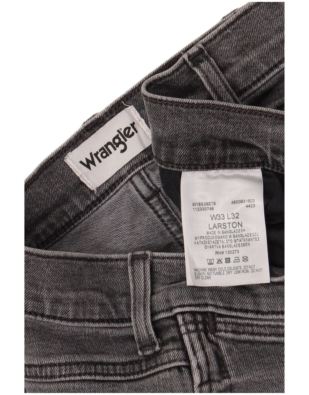 WRANGLER Herren Larston Slim Jeans W33 L27 Graue Baumwolle