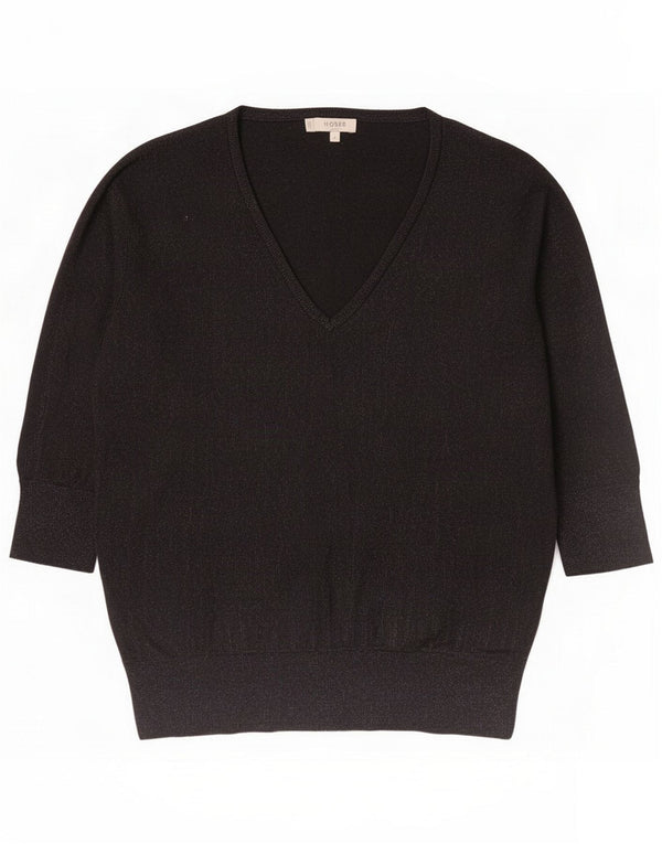 Hobbs Damenpullover mit 3/4-Ärmeln und V-Ausschnitt, UK 14, mittelschwarze Wolle