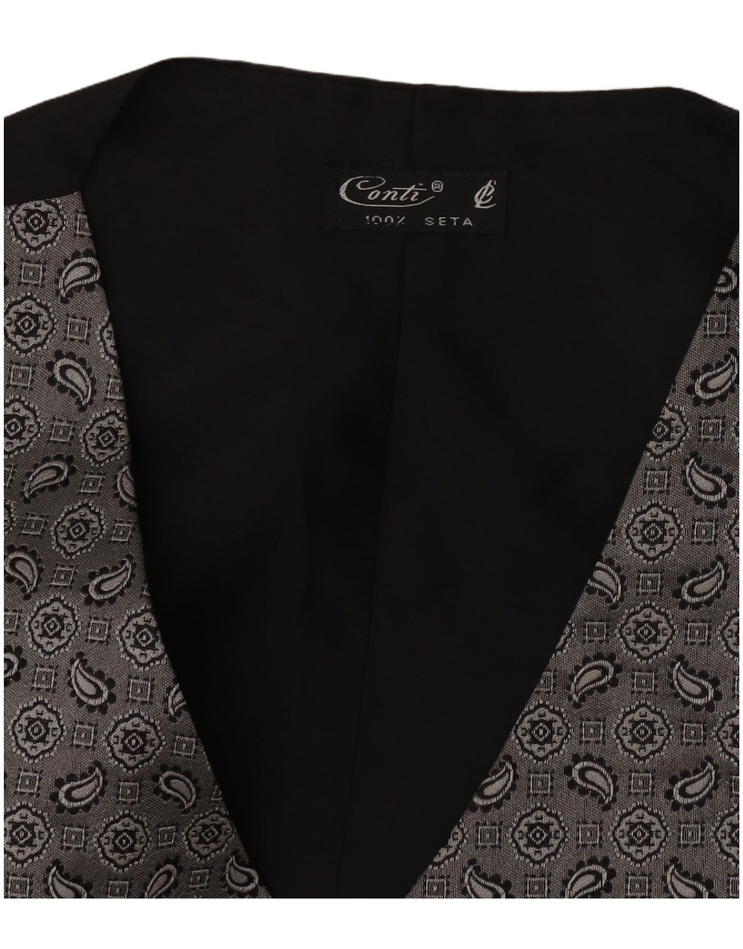 Vintage Herrenweste, kleine graue Paisley-Seide