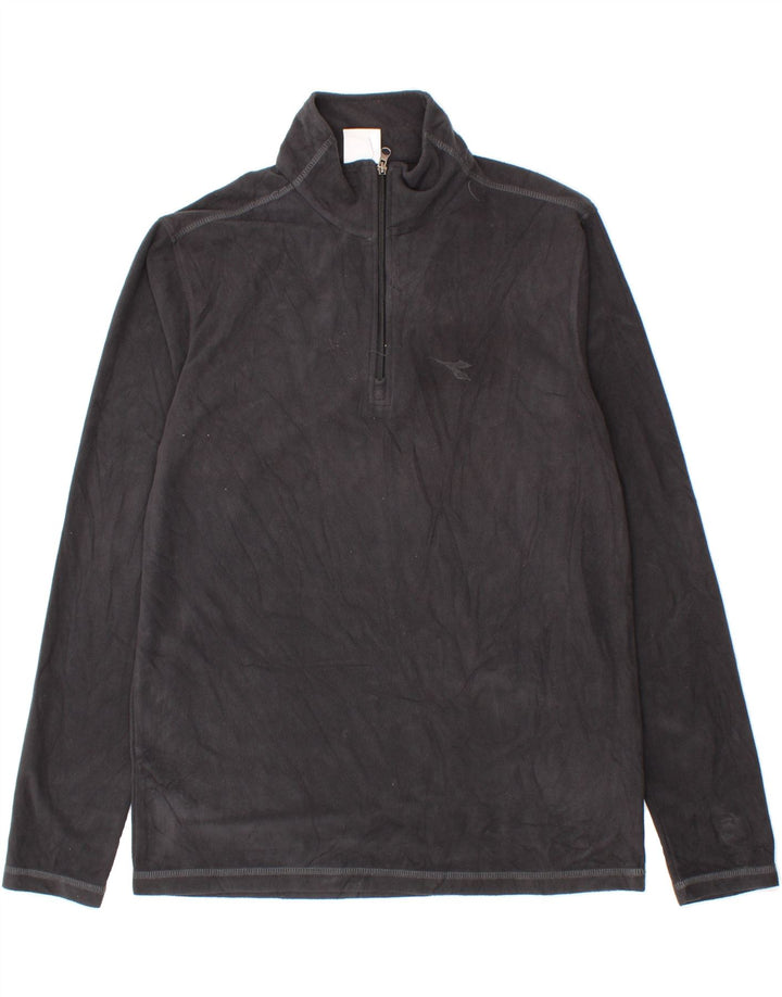 DIADORA Mens Zip Neck Fleece Jumper XL Grey Polyester Vintage Diadora and Second-Hand Diadora from Messina Hembry 