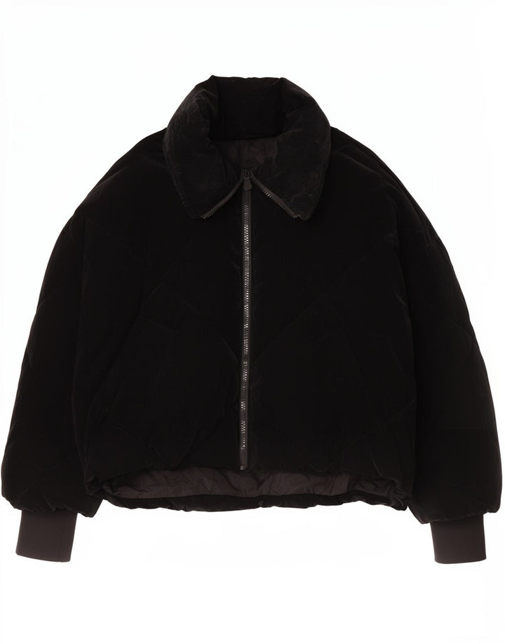 Zara Damen Übergroße wattierte Jacke UK 10 Small Schwarz Polyurethan