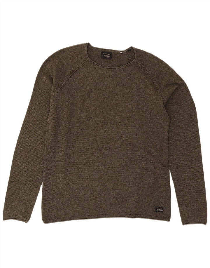 Jack & Jones Herren-Pullover mit U-Boot-Ausschnitt, Größe S, Khaki, Baumwolle