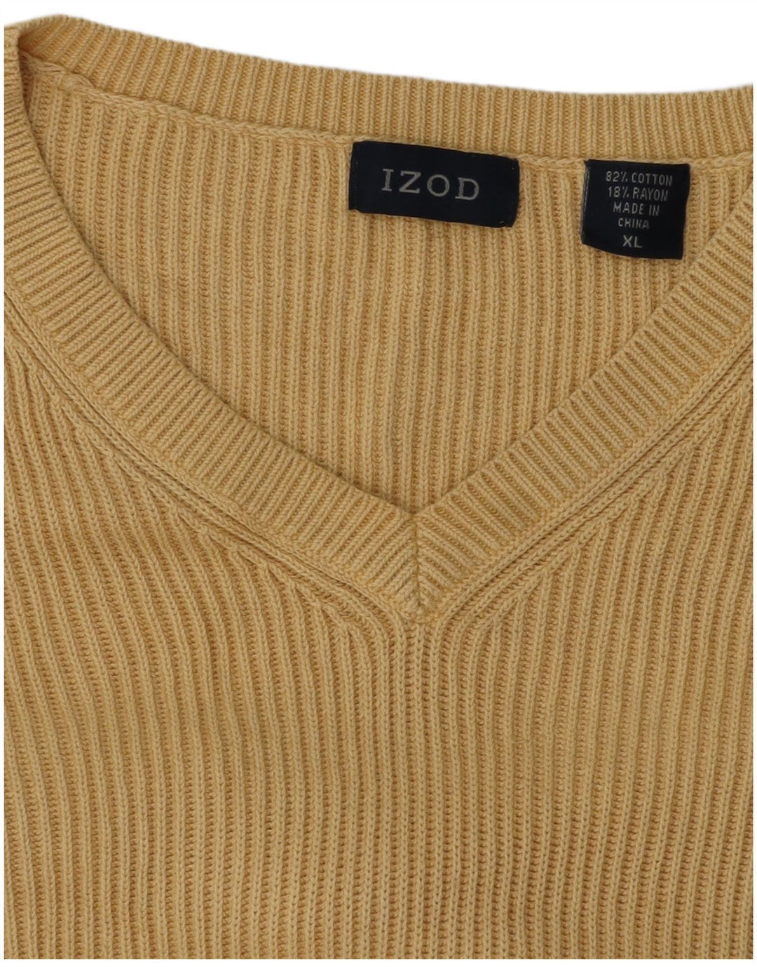 IZOD Herren-Pullover mit V-Ausschnitt, XL, beige Baumwolle