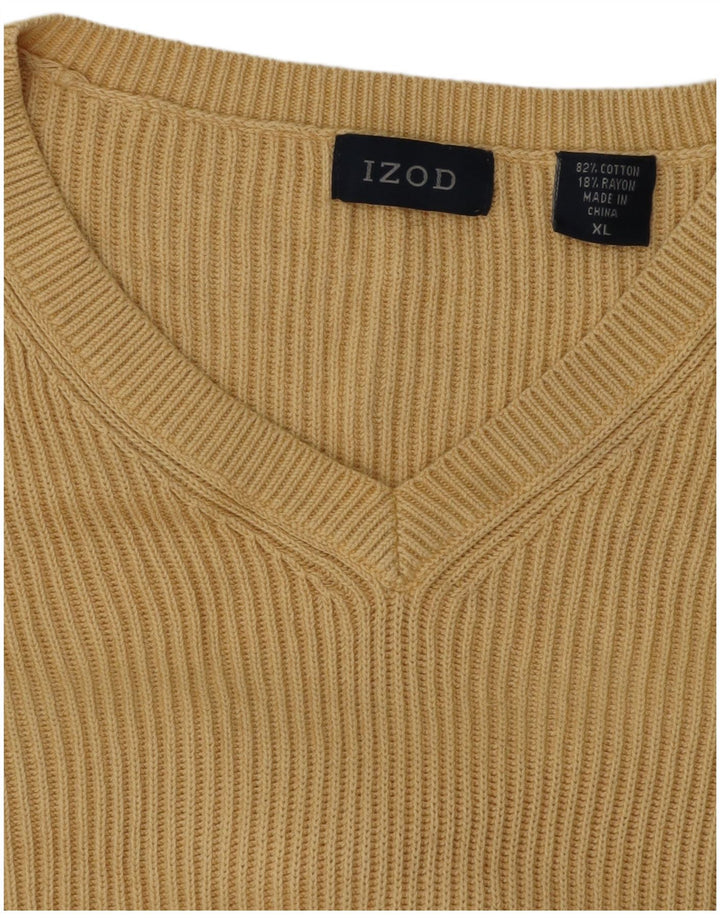 IZOD Herren-Pullover mit V-Ausschnitt, XL, beige Baumwolle