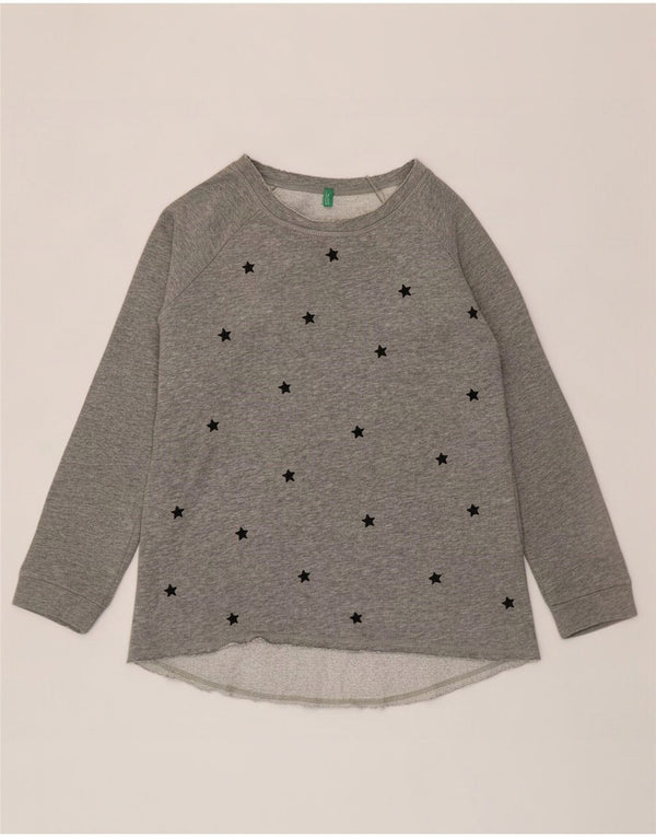 Benetton Mädchen-Sweatshirt, Pullover, 10–11 Jahre, XL, grau gepunktete Baumwolle