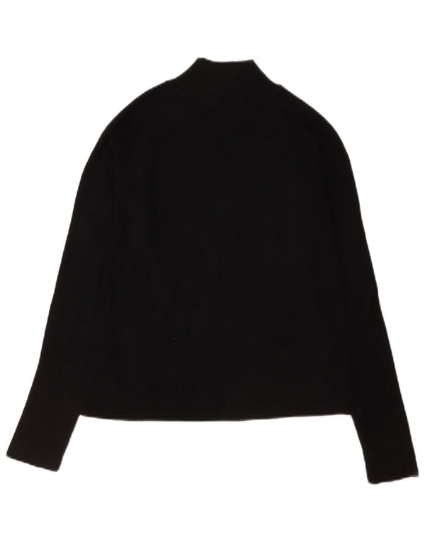 Zara Damen Crop Top Langarm UK 14 Große schwarze Viskose