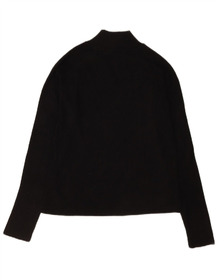 Zara Damen Crop Top Langarm UK 14 Große schwarze Viskose