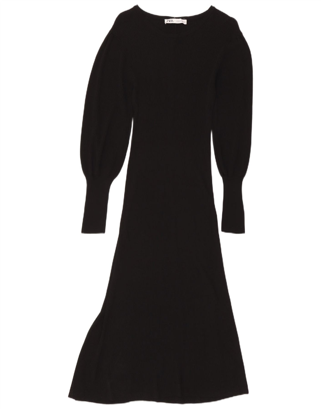 ZARA Damen Langarm-Maxikleid UK 12 Mittelschwarze Viskose