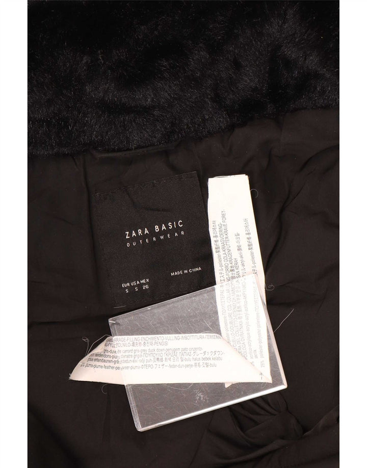 Zara Damen-Kapuzenjacke, wattiert, Gr. 10, Größe S, Schwarz, Polyester