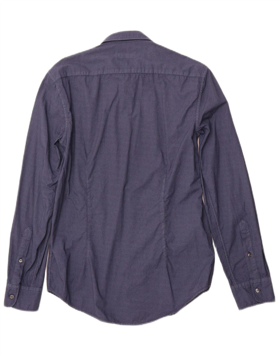 TRUSSARDI JEANS Herrenhemd Größe 38 Mittelmarineblaue geometrische Baumwolle