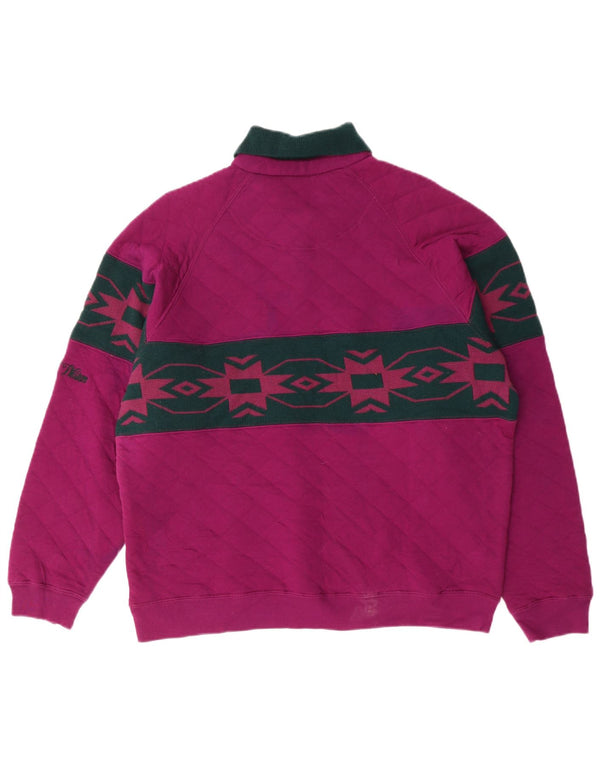 NORTH WESTERN Herren-Sweatshirt mit Polokragen, mittelviolett, Fair Isle-Muster