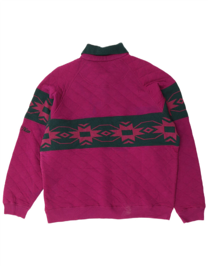 NORTH WESTERN Herren-Sweatshirt mit Polokragen, mittelviolett, Fair Isle-Muster