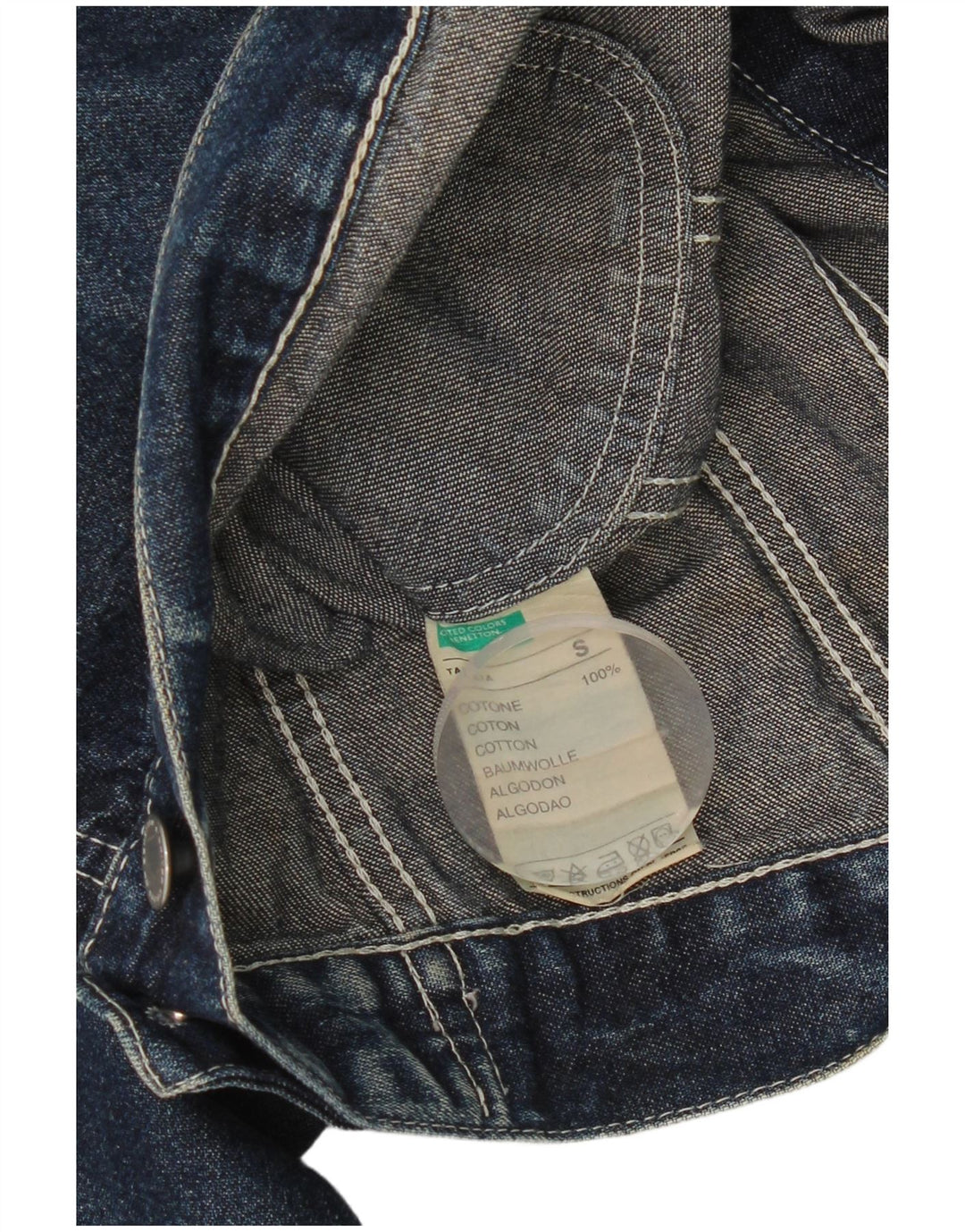 Benetton Womens Crop Denim Jacke UK 10 Small Blaue Baumwolle