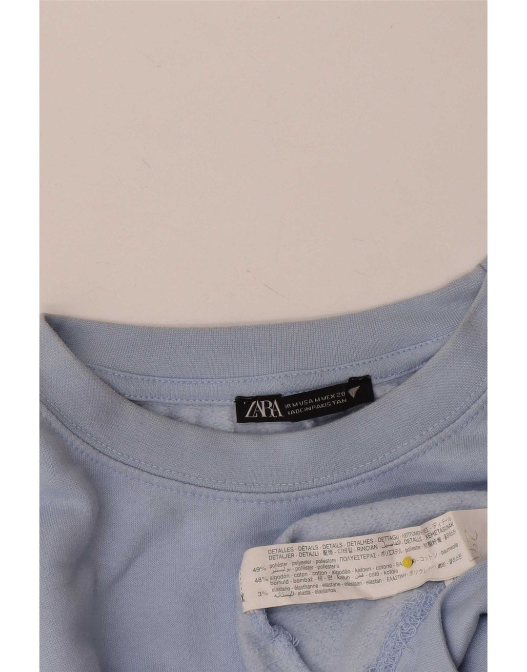 Zara Damen Crop Sweatshirt Pullover UK 14 Mittelblaues Polyester