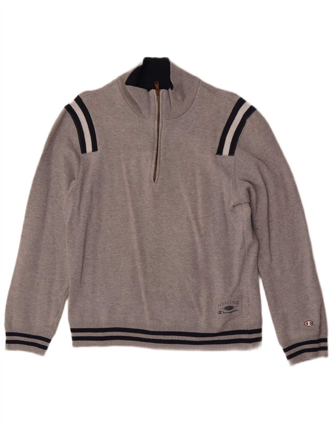 Champion Damen-Sweatshirt mit Reißverschluss am Hals, UK 12, Mittelgrau, Farbblock