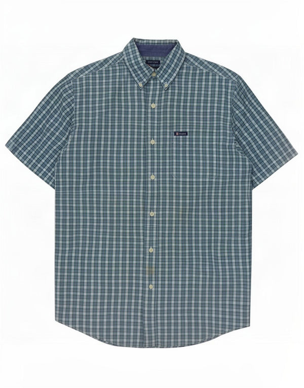 Chaps Mens Short Sleeve Shirt Small Blue Check Cotton