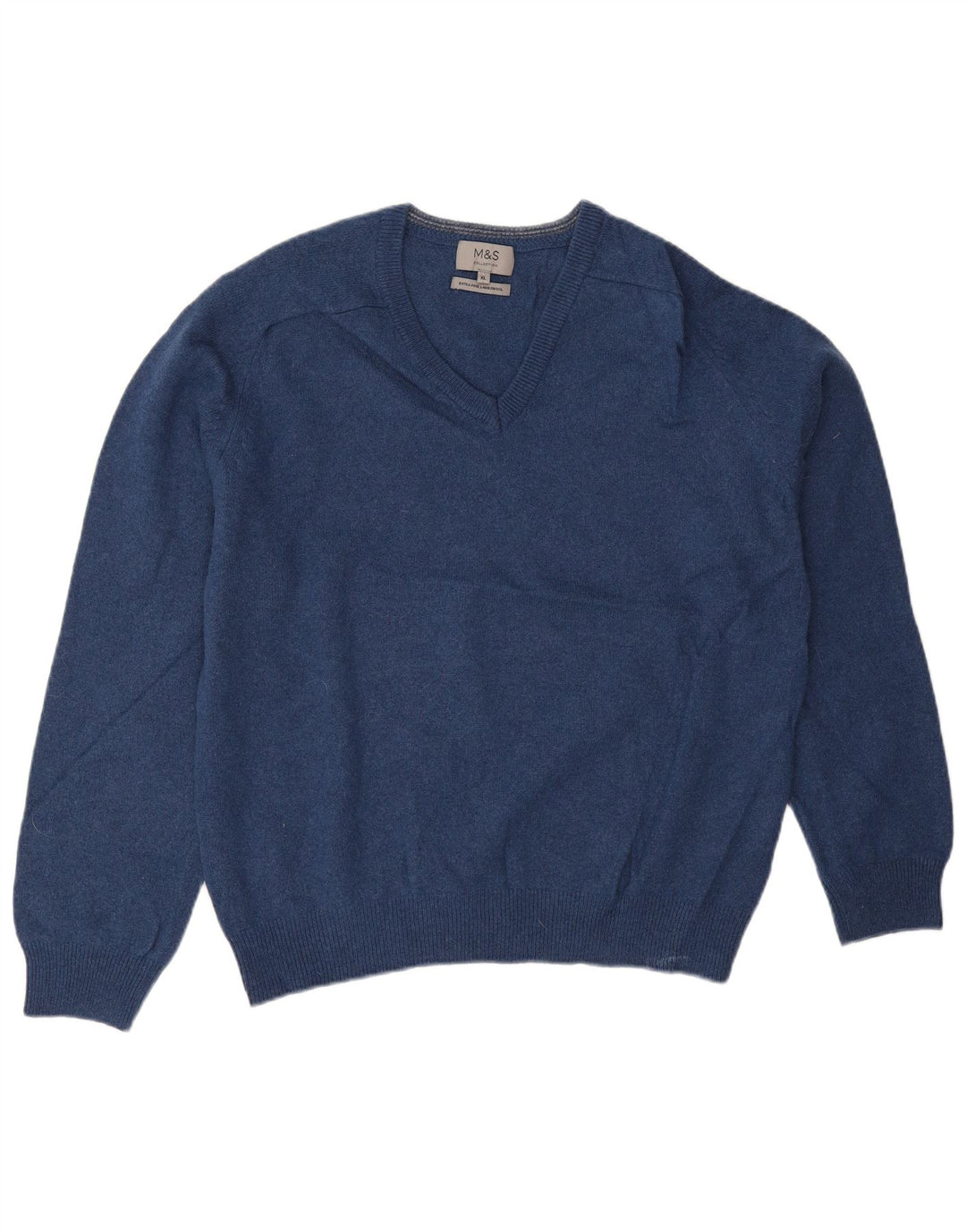Marks & Spencer Herren-Pullover mit V-Ausschnitt, XL, blaue Wolle