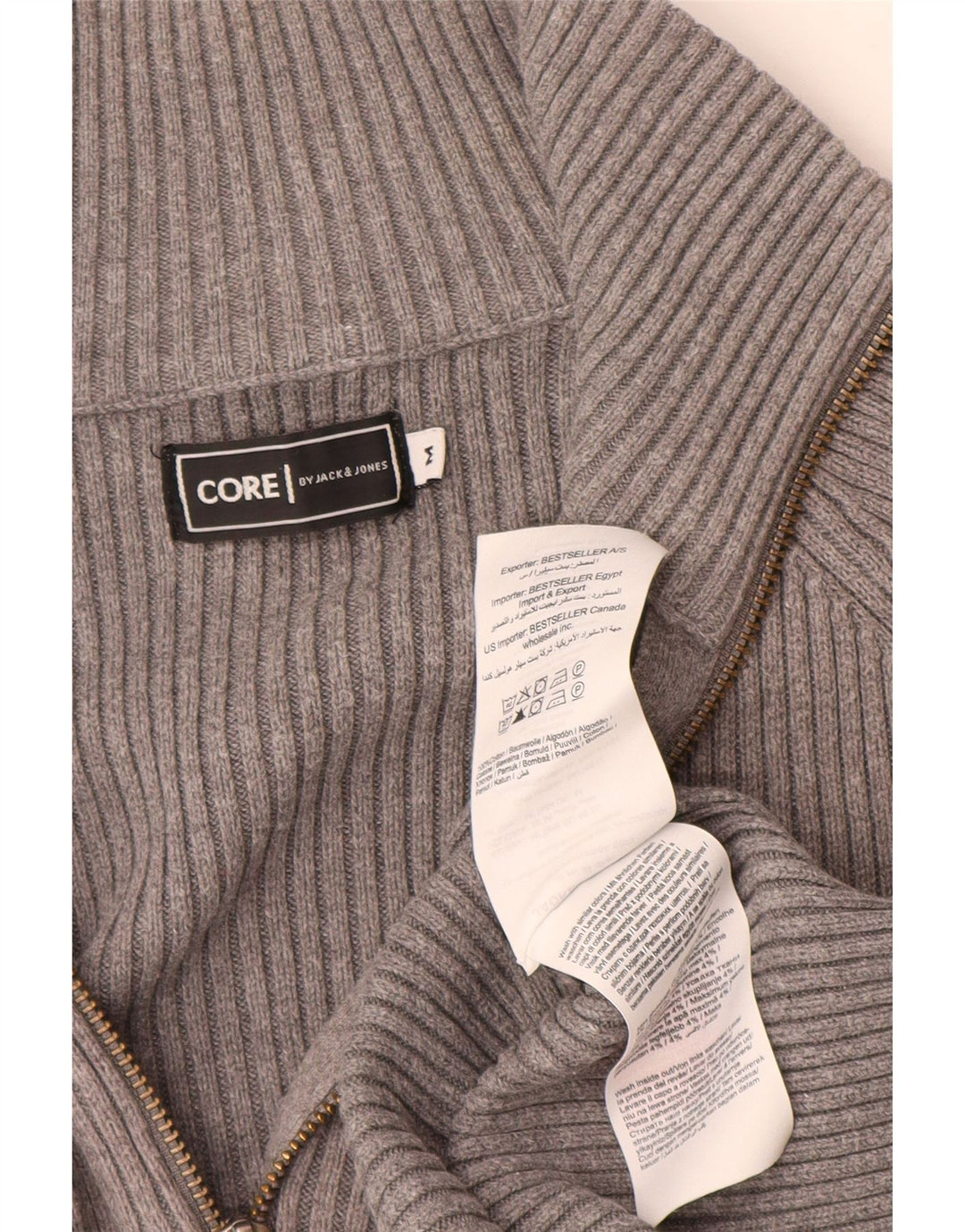 Jack & Jones Herren-Cardigan-Pullover aus mittelgrauer Baumwolle