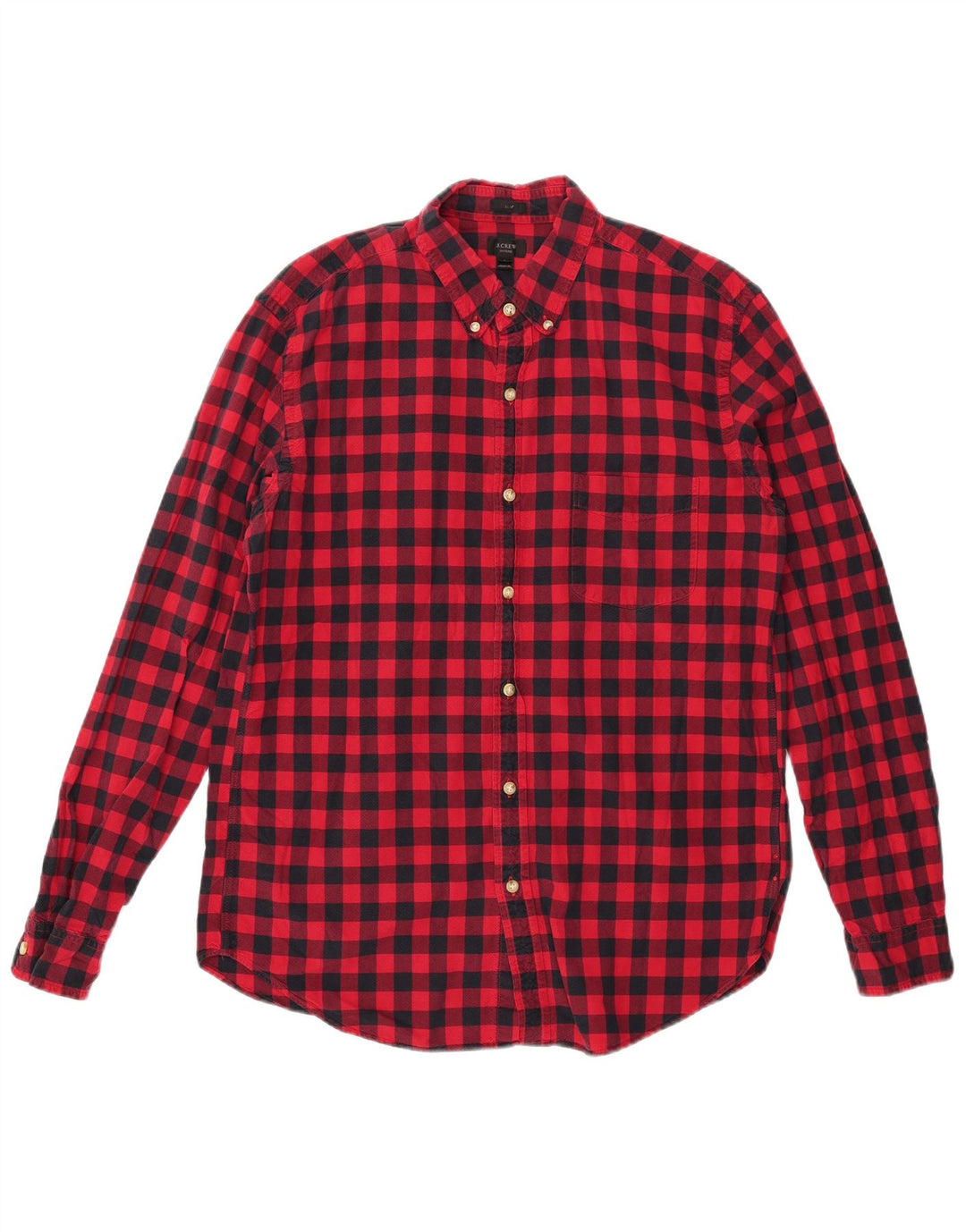 J. CREW Herren-Oxford-Slim-Flanellhemd, großes rotes Gingham-Muster